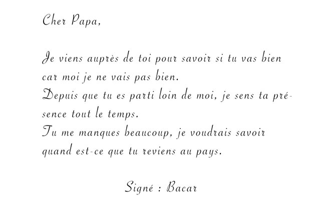 Lettre de Bacar Facra ayant servi de base au projet